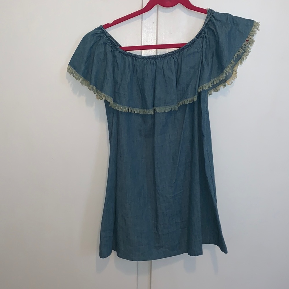 Denim off the shoulder dress